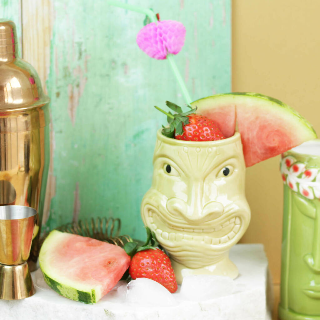 Tiki Fun Cocktail Glasses In Glazed Ceramic By Hearth & Heritage