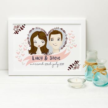Personalised Couple Print Love Portrait, 5 of 7
