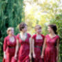 Bespoke Bridesmaid Dresses In Ruby Lace, thumbnail 2 of 9
