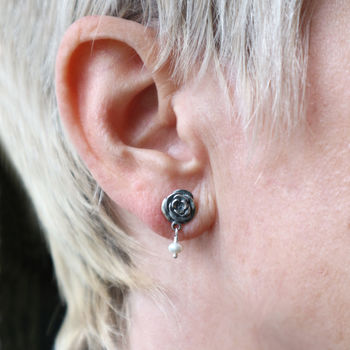 Rose Stud Earrings With Birthstones, 6 of 6