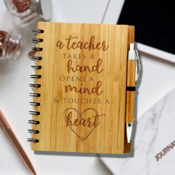 Personalised Eco Bamboo Teacher Notebook Heart, 5 of 7