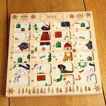 Personalised Dog's Name Reusable Wooden Advent Calender, 4 of 7