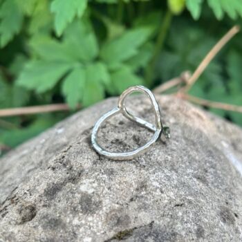Hammered Hoop Leaf Ring In Sterling Silver, 3 of 6