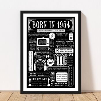 1954 Personalised 70th Birthday Fact Print Gift, 5 of 10