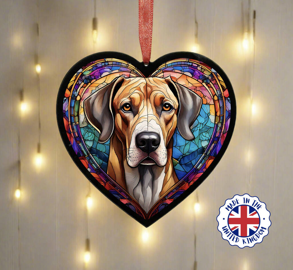 Great Dane Stained Glass Effect Heart Suncatcher, 1 of 5