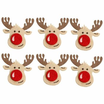 Set Of Six Christmas Crafts Felt Reindeer Pegs, 2 of 3
