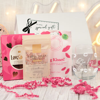Personalised Stemless Glass Big Kisses Gift Box, 4 of 8