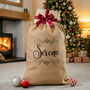 Personalised Name Between Holly Hessian Christmas Sack, thumbnail 1 of 2