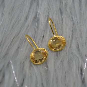 Citrine Earrings: Dangle Drop, Silver Or Gold, November Birthstone, 3 of 9