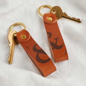 Personalised Couples Leather Keyring Set, 2 of 4