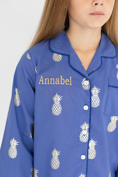 Personalised Girls Cotton Pineapple Pyjamas, 3 of 7