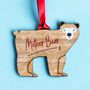 Personalised Walnut Wood Christmas Bear Decoration, thumbnail 2 of 3