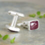 12ct Ruby Cufflinks In Sterling Silver, thumbnail 2 of 2