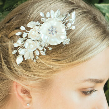 Silver, Gold Or Rose Gold Plated Floral Bridal Clip, 8 of 12