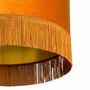 Rust Velvet Lampshades With Gold Lining With Fringing, thumbnail 6 of 12