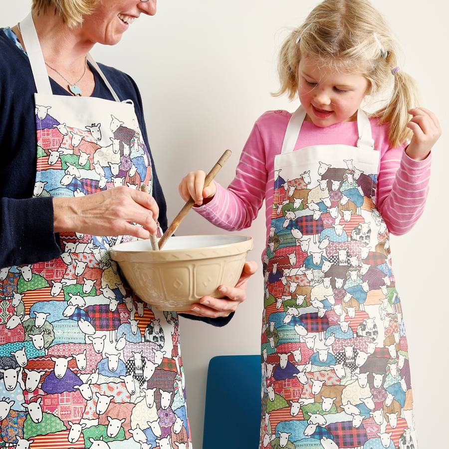 Flock Of Colourful Sheep Children's Apron By Mary Kilvert