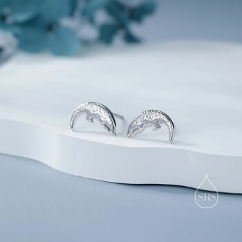 Sterling Silver Pangolin Stud Earrings, 3 of 12