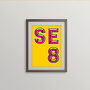 Se8 London Postcode Neon Typography Print, thumbnail 4 of 4