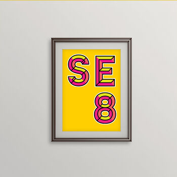Se8 London Postcode Neon Typography Print, 4 of 4