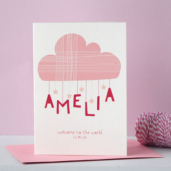 Personalised New Baby Card Pink, 2 of 3