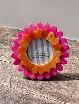 Pink And Orange Patterned Flower Photo Frame, 2 of 3