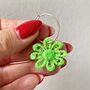 Green Lace Flower Hoop Earrings, thumbnail 1 of 3