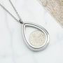 Dates 1928 To 1967 Teardrop Sixpence Locket Necklace, thumbnail 4 of 9