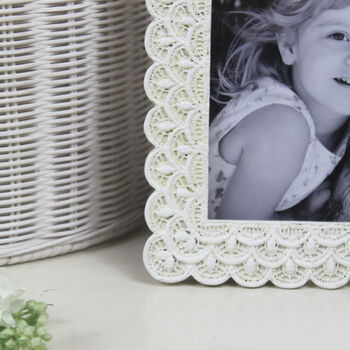 White Crochet Effect Photo Frame Two Sizes, 3 of 3