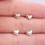 Sterling Silver Small Pair Of Heart Stud Earrings, thumbnail 2 of 12