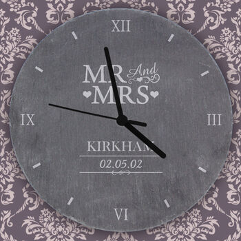 Personalised Mr And Mrs Slate Clock, 2 of 3