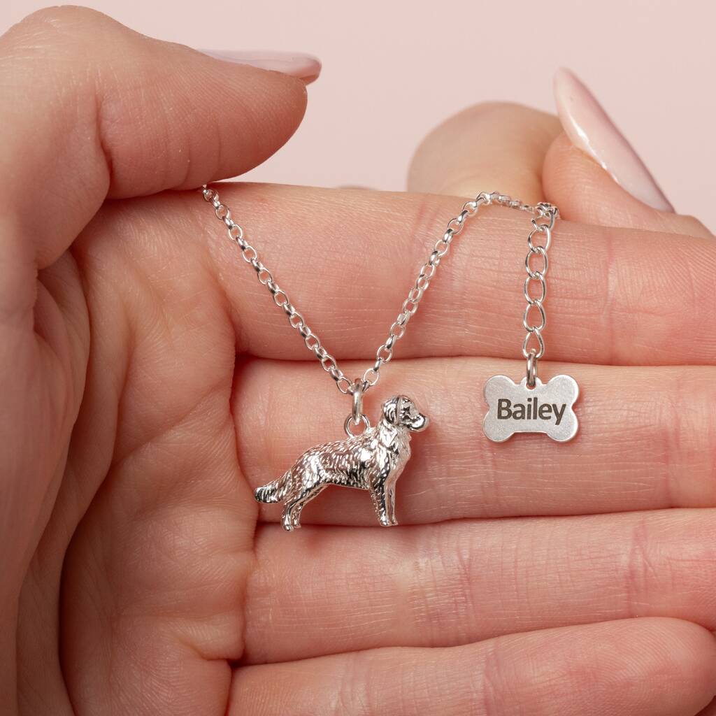Personalised Golden Retriever Sterling Silver Necklace, 1 of 10