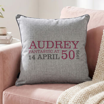 Personalised 50th Birthday Cushion, 5 of 8