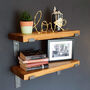 Extra Thick Light Oak Wood Shelf With Steel Brackets, thumbnail 1 of 4