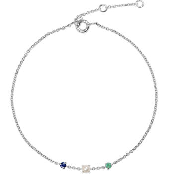Sterling Silver Personalised Birthstone Trio Bracelet, 3 of 4