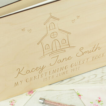 Personalised Engraved Christening Church Guest Book, 2 of 4