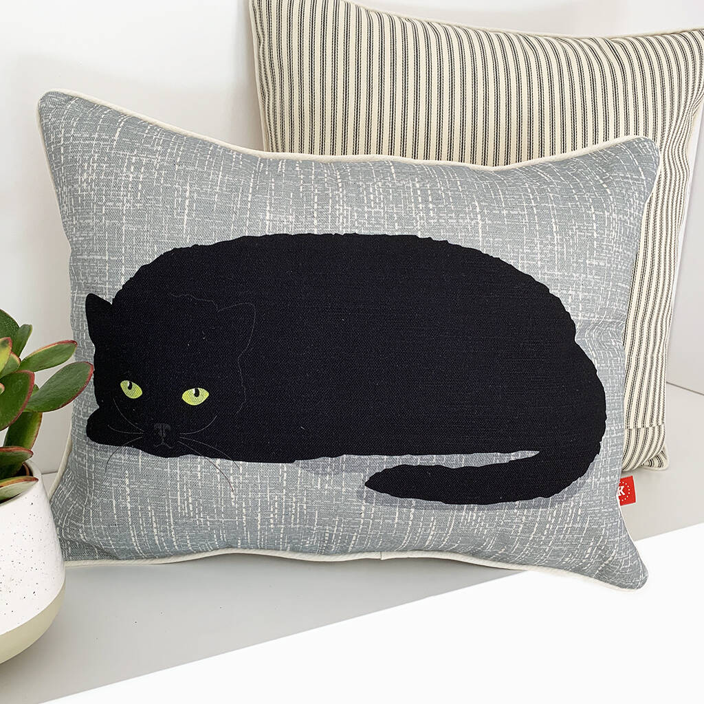 black and white cat cushion