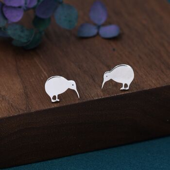 Sterling Silver Kiwi Bird Stud Earrings, 7 of 12