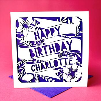 Personalised Floral Ribbon Birthday Card, 5 of 5