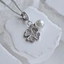 Lucky Flower With Freshwater Pearl Necklace 925, thumbnail 6 of 7