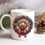 Personalised Labradoodle Christmas Wreath Dog Mug, thumbnail 1 of 2