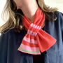 Pure Cashmere Scarf With Vibrant Red And Pink Stripe, thumbnail 1 of 7