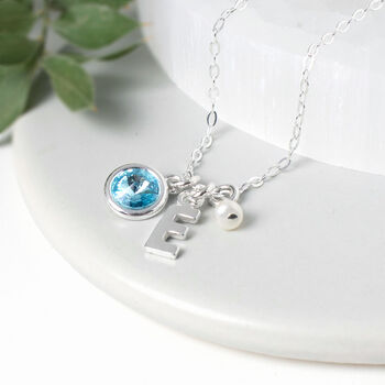 Emma Birthstone And Initial Necklace, Sterling Silver, 2 of 6