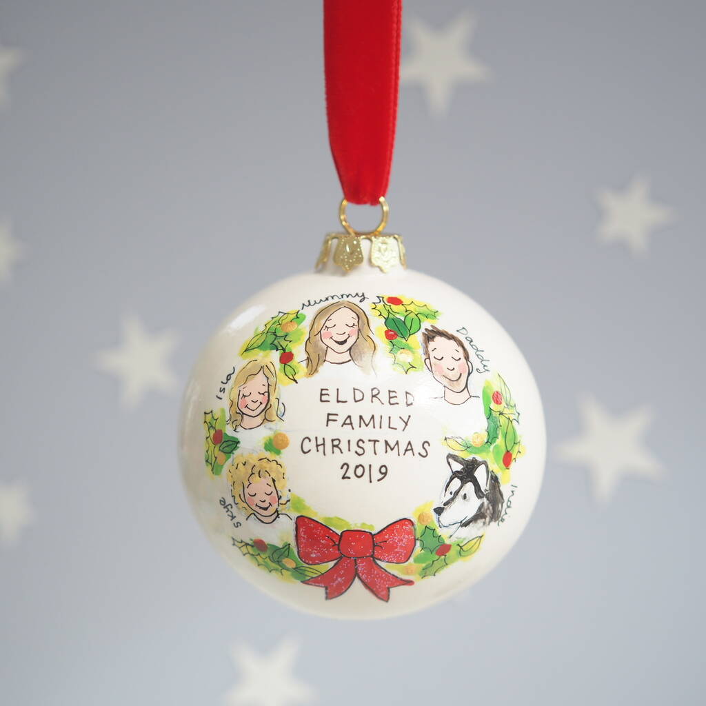 Family Portrait Christmas Bauble, Gift For Families By Katie Simpson