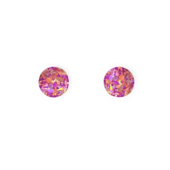 Mini Round Stud Earrings In Purple Sparkle, 3 of 4
