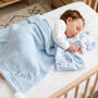 Personalised Blue Sherpa Blanket Elephant Comforter Set, thumbnail 2 of 9