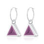 Geometric Purple Triangle Charm Hoop Earrings, thumbnail 7 of 8