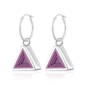 Geometric Purple Triangle Charm Hoop Earrings, 7 of 8