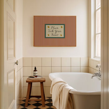Please Wash Your Hands Striped Bathroom Print, 2 of 12