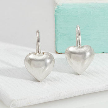Small Sterling Silver Heart Earrings, 2 of 3