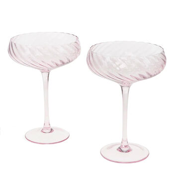 Pink Scalloped Coupe Cocktail Glasses, 2 of 3